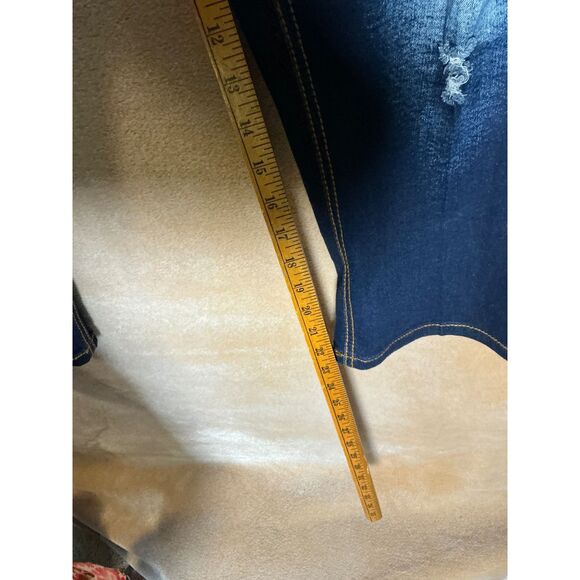 Ashley Stewart Distressed Dark Wash Blue Denim Jeans Size 24 - Picture 5 of 7